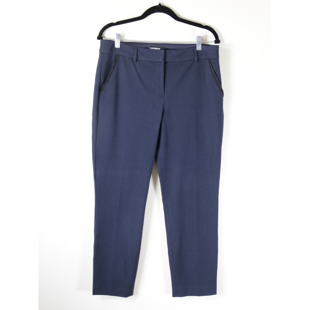 Express Columnist Ankle Navy Blue‎ Mid Rise Stretch Dress Pants Size 10R